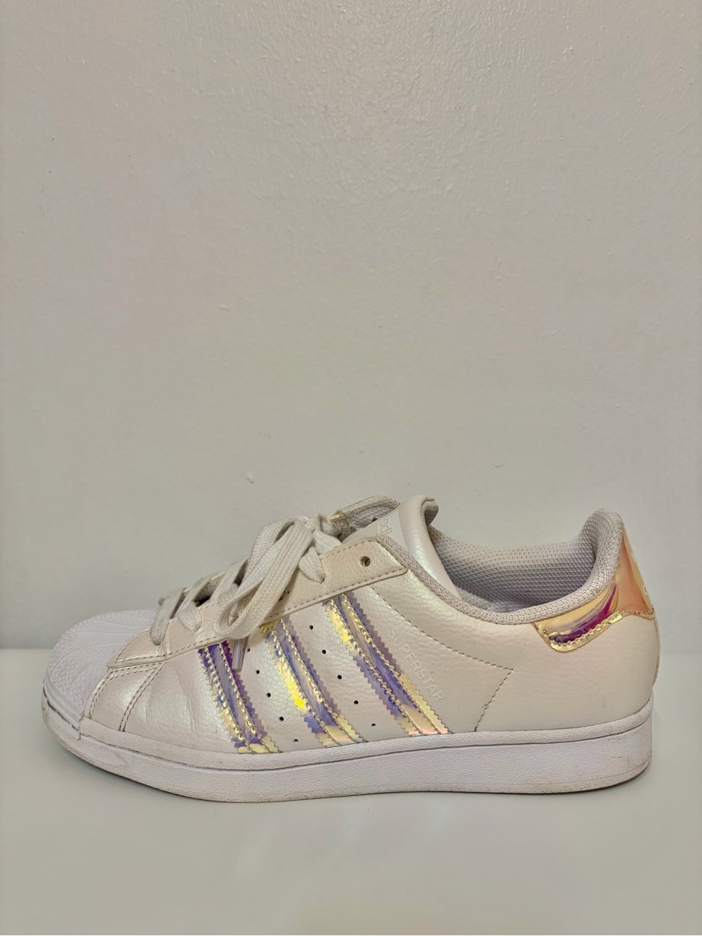 Adidas Superstars Pearlescent/Iridescent Off-White Sneakers Women's Size 7.5